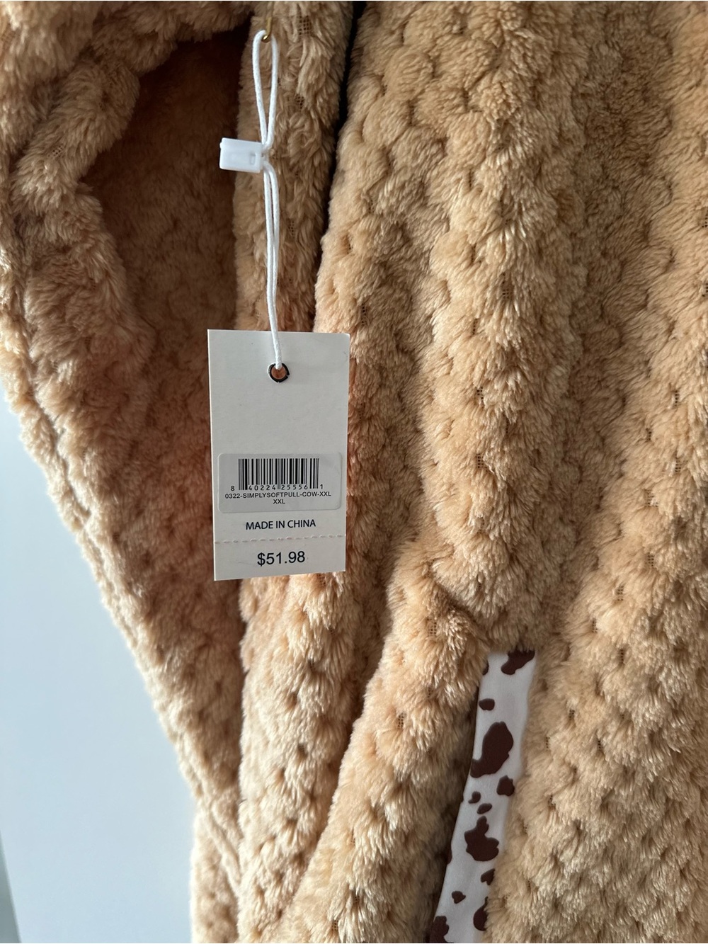 Simply Southern Camel Plush Cowl Pullover with Cow Print Trim - Picture 4 of 5
